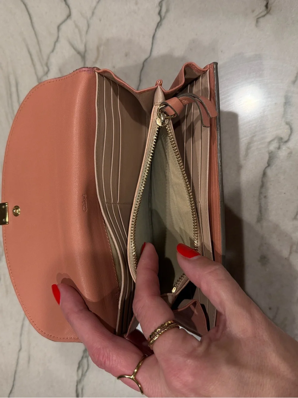 Chloé Georgia Pink Long Wallet Double Flap Gold Hardware Full Set Authentic 2013
